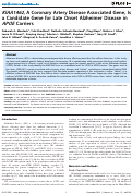 Cover page: KIAA1462, A Coronary Artery Disease Associated Gene, Is a Candidate Gene for Late Onset Alzheimer Disease in APOE Carriers