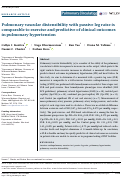 Cover page: Pulmonary vascular distensibility with passive leg raise is comparable to exercise and predictive of clinical outcomes in pulmonary hypertension