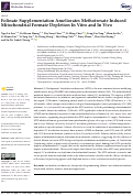 Cover page: Folinate Supplementation Ameliorates Methotrexate Induced Mitochondrial Formate Depletion In Vitro and In Vivo.