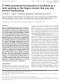 Cover page: T7 RNA polymerase translocation is facilitated by a helix opening on the fingers domain that may also prevent backtracking