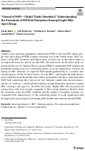 Cover page: “I Heard of PrEP—I Didn’t Think I Needed it.” Understanding the Formation of HIV Risk Perception Among People Who Inject Drugs