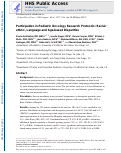 Cover page: Participation in pediatric oncology research protocols: Racial/ethnic, language and age‐based disparities