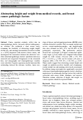 Cover page: Abstracting height and weight from medical records, and breast cancer pathologic factors