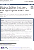 Cover page: Inhibition of the histone demethylase, KDM5B, directly induces re-expression of tumor suppressor protein HEXIM1 in cancer cells.