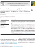 Cover page: Prognostic utility of pretreatment neutrophil-lymphocyte ratio in survival outcomes in localized non-small cell lung cancer patients treated with stereotactic body radiotherapy: Selection of an ideal clinical cutoff point