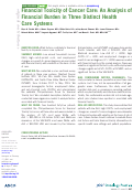 Cover page: Financial Toxicity of Cancer Care: An Analysis of Financial Burden in Three Distinct Health Care Systems.