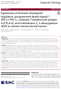 Cover page: Expression of immune checkpoint regulators, programmed death-ligand 1 (PD-L1/PD-1), cytotoxic T lymphocyte antigen 4 (CTLA-4), and indolaimine-2, 3-deoxygenase (IDO) in uterine mesenchymal tumors