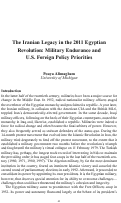 Cover page: The Iranian Legacy in the 2011 Egyptian Revolution: Military Endurance and US Foreign Policy Priorities