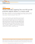 Cover page: Human antibodies targeting Zika virus NS1 provide protection against disease in a mouse model