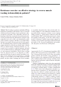 Cover page: Resistance exercise: an effective strategy to reverse muscle wasting in hemodialysis patients?