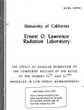 Cover page: THE EFFECT OF ANGULAR MOMENTUM OF THE COMPOUND NUCLEUS ON THE RATIO OF THE ISOMERS Te119 AND Te119m PRODUCED IN LOW-ENERGY BOMBARDMENTS