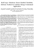 Cover page: RedCooper: Hardware Sensor Enabled Variability Software Testbed for Lifetime Energy Constrained Application