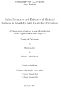 Cover page: Index Estimates and Existence of Minimal Surfaces in Manifolds with Controlled Curvature