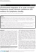 Cover page: Chromosomal integration of an avian oncogenic herpesvirus 
reveals telomeric preferences and evidence for lymphoma clonality