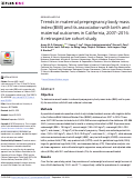 Cover page: Trends in maternal prepregnancy body mass index (BMI) and its association with birth and maternal outcomes in California, 2007–2016: A retrospective cohort study