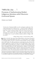 Cover page: “N8Vs Be Like…”: Processes of Authenticating Modern&nbsp;Indigenous Identities within Electronic&nbsp;Communal Spaces