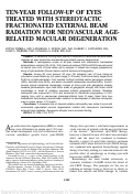 Cover page: Ten-year follow-up of eyes treated with stereotactic fractionated external beam radiation for neovascular age-related macular degeneration.