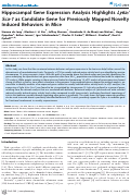 Cover page: Hippocampal Gene Expression Analysis Highlights Ly6a/Sca-1 as Candidate Gene for Previously Mapped Novelty Induced Behaviors in Mice