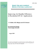 Cover page: Improving air handler efficiency in residential HVAC applications