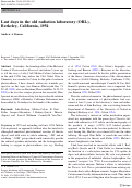 Cover page: Last days in the old radiation laboratory (ORL), Berkeley, California, 1954