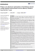 Cover page: Primary care physicians participation in the Medicare shared savings program and preventive services delivery: Evidence from the first 7 years.