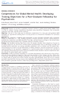 Cover page: Competencies for Global Mental Health: Developing Training Objectives for a Post-Graduate Fellowship for Psychiatrists