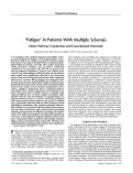 Cover page: 'Fatigue' in Patients With Multiple Sclerosis: Motor Pathway Conduction and Event-Related Potentials