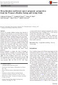 Cover page: Sleep duration and breast cancer prognosis: perspectives from the Women’s Healthy Eating and Living Study