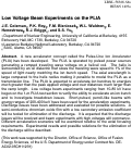 Cover page: Low Voltage Beam Experiments on the PLIA