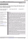 Cover page: Life satisfaction among persons living with dementia and those without dementia.