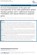 Cover page: De novo characterization of the gene-rich transcriptomes of two color-polymorphic spiders, Theridion grallator and T. californicum (Araneae: Theridiidae), with special reference to pigment genes