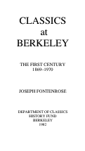 Cover page: Classics at Berkeley: The First Century 1869-1970