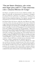 Cover page: “Em um futuro distópico, não existe mais lugar para onde ir”; Uma entrevista com o cineasta Dhiones do Congo