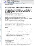 Cover page: Neurocognitive Function in Children with Primary Hypertension