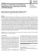 Cover page: Predictors of Hand Function Following Digit Replantation: Quantitative Review and Meta-Analysis