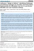 Cover page: California's “Bridge to Reform”: Identifying Challenges and Defining Strategies for Providers and Policymakers Implementing the Affordable Care Act in Low-Income HIV/AIDS Care and Treatment Settings