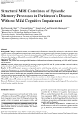 Cover page: Structural MRI Correlates of Episodic Memory Processes in Parkinson's Disease Without Mild Cognitive Impairment.