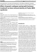 Cover page: Effect of genetic subtypes and growth hormone treatment on bone mineral density in Prader-Willi syndrome