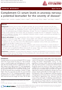 Cover page: Complement C3 serum levels in anorexia nervosa: a potential biomarker for the severity of disease?