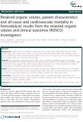 Cover page: Retained organic solutes, patient characteristics and all-cause and cardiovascular mortality in hemodialysis: results from the retained organic solutes and clinical outcomes (ROSCO) investigators