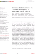 Cover page: Germline ablation achieved via CRISPR/Cas9 targeting of NANOS3 in bovine zygotes