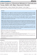 Cover page: Further Evidence of Emotional Allodynia in Unmedicated Young Adults with Major Depressive Disorder