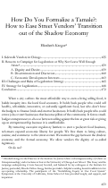 Cover page: How Do You Formalize a Tamale?: How to Ease Street Vendors’ Transition out of the Shadow Economy