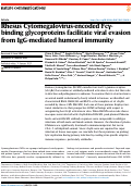 Cover page: Rhesus Cytomegalovirus-encoded Fcγ-binding glycoproteins facilitate viral evasion from IgG-mediated humoral immunity.