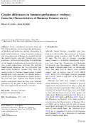 Cover page: Gender differences in business performance: evidence from the Characteristics of Business Owners survey