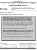 Cover page: Assessing Knowledge Based on the Geriatric Competencies for Emergency Medicine Residents