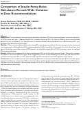 Cover page: Comparison of Insulin Pump Bolus Calculators Reveals Wide Variation in Dose Recommendations.