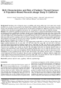 Cover page: Birth Characteristics and Risk of Pediatric Thyroid Cancer: A Population-Based Record-Linkage Study in California.