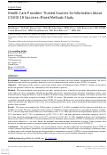 Cover page: Health Care Providers Trusted Sources for Information About COVID-19 Vaccines: Mixed Methods Study.