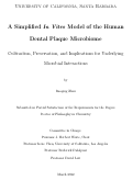 Cover page: A Simplified In Vitro Model of the Human Dental Plaque Microbiome: Cultivation, Preservation, Compositions, and Implications for Underlying Microbial Interactions